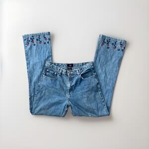 Y2K Gap Jeans Girls 16 Bootcut Embroidered Floral Cottagecore Fits Womens Small